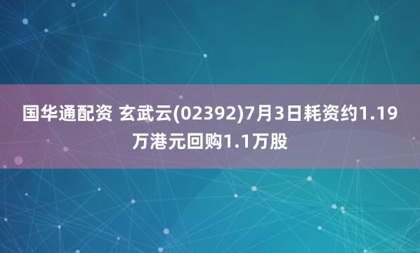 国华通配资 玄武云(02392)7月3日耗资约1.19万港元回购1.1万股